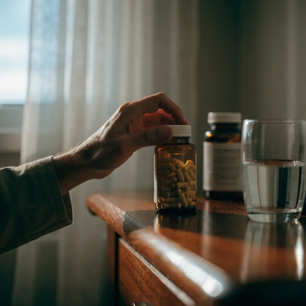 Dos frascos de multivitamínico para hombre comparados sobre una superficie oscura